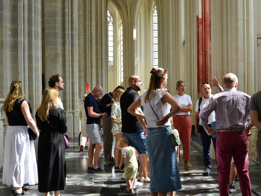 A guided group walking together during a city tour